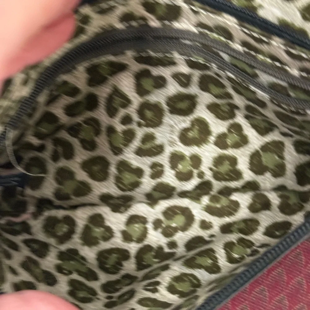 Brighton Black Leather Bow Clutch Chain Strap Studded‎ Leopard Lining Y2K